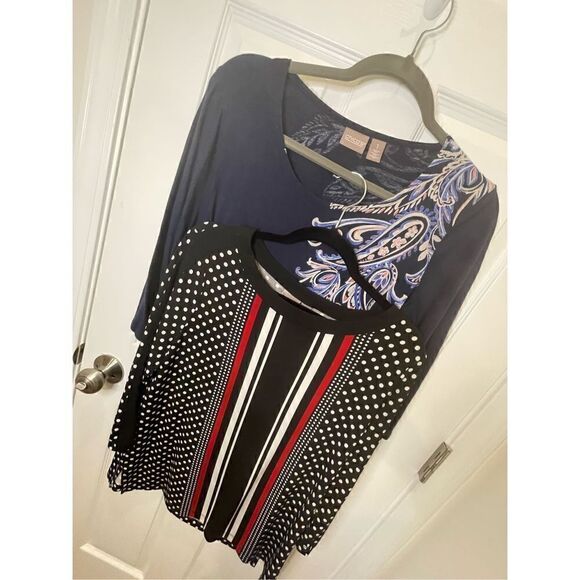 Two 2 Chico’s size 1        3/4 sleeve blouses - Picture 1 of 13